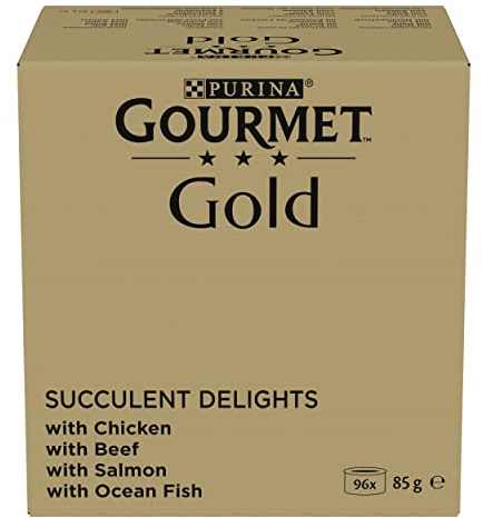 Gourmet Gold Saftig feine Streifen Katzenfutter nass, Sorten Mix, 4er Pack (4 x 24 Dosen à 85g)
