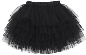 CAMILIFE Bebè Bambine Ragazze Gonna Tutu Gonna a Strati Gonna Principessa Gonna Corta Mini Gonna tutù Danza Classica con Elastico in Vita Costume Accessorio Basic - Nero Taglia del Produttore 80