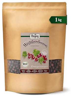 Biojoy Ekologiska hagtornsbär, torkade, hela, hagtornste, 1 kg | Löst fruktte, Crataegus monogyna L.