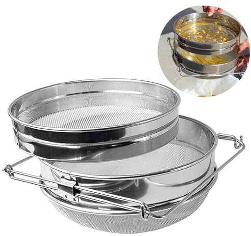 HMWOKPOT Doppelsieb-Edelstahl-Imkerei-Honigsieb, Teleskopausleger-Imkerei-Honigfilter Für Imkerei-Spezialwerkzeuge