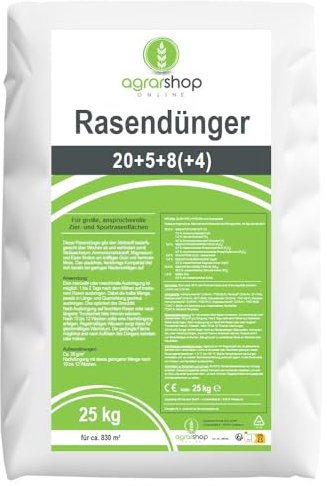 Agrarshop Rasendünger 20+5+8(+4) mit LZW 25 kg Lanzeitdünger Startdünger
