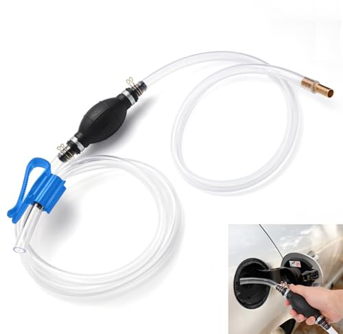 Yetofro Gas Siphon Hose Pump, Manual Hand Water pump, Gasoline Transfer Pump for water Gas Oil Petrol Diesel, Fuel Siphon Pump with 2 Durable PVC Syphon Hoses, HH016