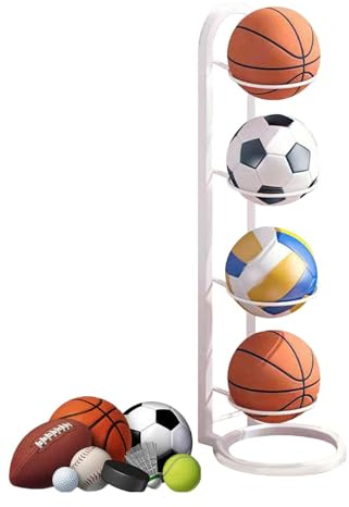 4 Livelli Rastrelliera Per Palloni, Scaffale Stoccaggio Attrezzature Sportive, Rastrelliera Verticale Per Palloni Basket, Espositore Per Basket Multistrato, Portapalloni Rimovibili Per Pallacanestro