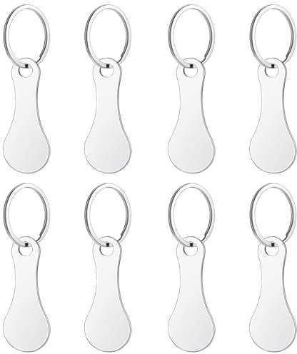 DAWRIS 8 Stück Einkaufswagenlöser, Edelstahl Einkaufswagenchip Abziehbar Einkaufswagenlöser Öffner Schlüsselanhänger Einkaufswagenchips Trolley-Token Einkaufswagen-Tool für alle Einkaufswagen