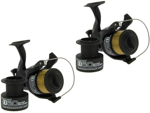2 Stück Freilaufrollen Karpfenrollen Angelrollen Carp Runner Rolle TT 60 inkl. Schnur