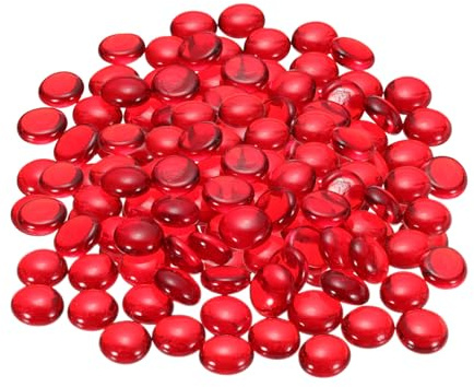 uxcell Perline di vetro per bracieri, biglie di vetro rotonde, ghiaia, ciottoli, riempitivi riflettenti per vasi, decorazione per acquario, 500 g, rosso