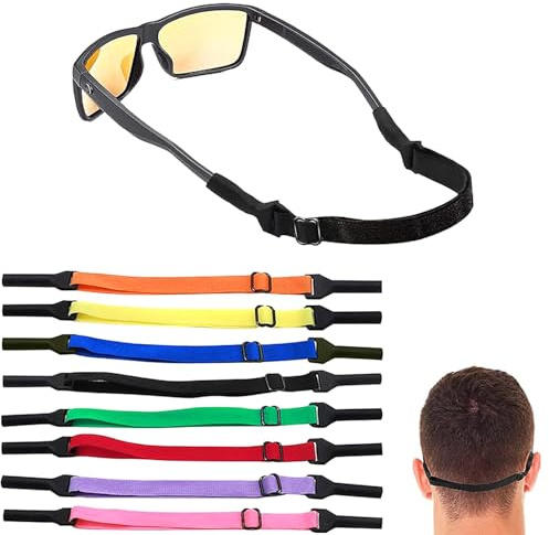 Elegance-go Cinturini Regolabili per Occhiali,8 pezzi Cinghie per Occhiali Sportivi Antiscivolo Laccio Occhiali Sport Sole Fasce per Occhiali Cinturino Universale per Occhiali per Uomo Donna Bambino