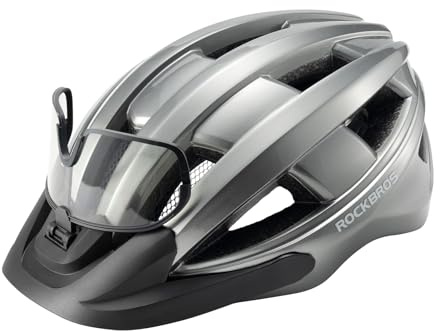 ROCKBROS Fahrradhelm mit Visier Integrierter Radhelm für Straßen- und Mountainbikes Sicherheitshelm für Männer und Frauen 55-61cm