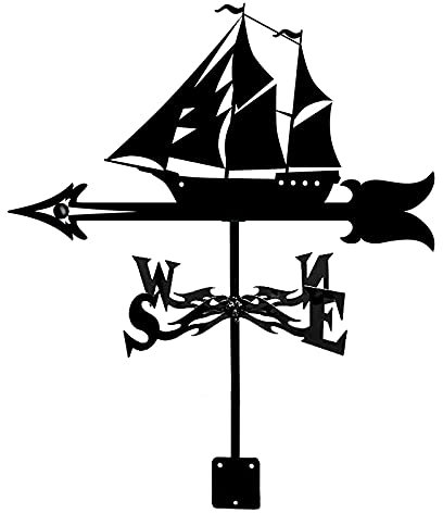 Banderuola Decorativa da Giardino, da Montare sul Cortile, banderuola a Forma di Gallo in Acciaio Inossidabile, indicatore di direzione del Vento Durevole, Ornamento a Forma di Gallo (Barca a Vela) (