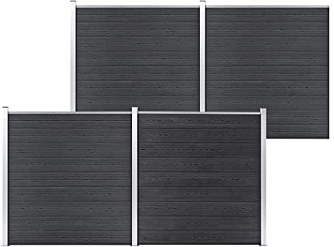 Fasba Gartenzaun WPC Sichtschutzzaun Lamellenzaun Windschutz Sichtschutz Zaun Steckzaun Systemzaun Garten 699x186cm Grau Aluminiumstange