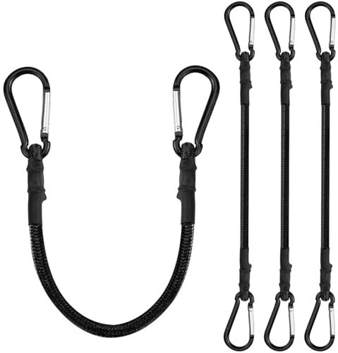 Jindaaudio 4-pack industriella spännremmar med karbinhakar (8 mm/30 cm, 110 kg brottbelastning) – orange laddremmar med högkvalitativa karbinhakar
