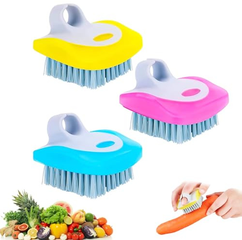 lrgnixs 3 PCS Vegetable Brushs Potato Scrubber Brush,Vegetable Brush Scrubber for Food with Non-Slip Grip,Fruit Cleaning Tool for Fruit Potato Carrots Mushrooms Kitchen