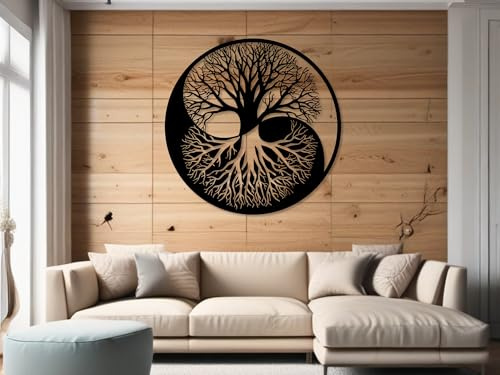 Vailla Arbre de Vie Tableau Decoration Murale 3D Deco Murale Salon Salle de Bain Chambre Cadre Décoration Chambre Triptyque Mural Bois (Arbre 13)