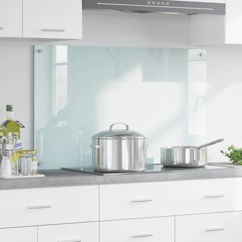 vidaXL Küchenrückwand Weiß 100 x 60 cm Gehärtetes Glas, Moderner, stabiler Küchenoberflächen-Style: Hitzebeständige Glasrückwand für coole Upgrades und modernen Flair