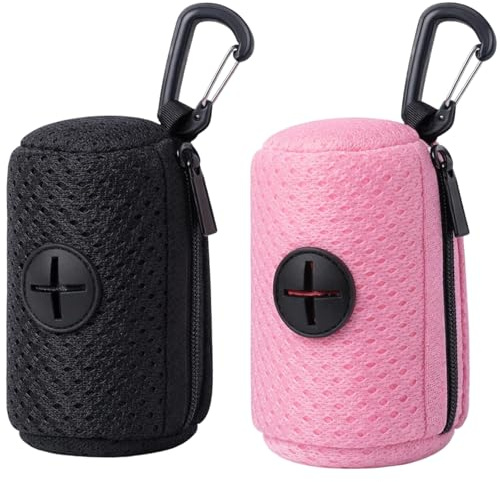 2 PCS Black and Pink Dog Poop Bags Holder, Dog Poop Bag Holder Dispenser, Pet Waste Bag Dispenser