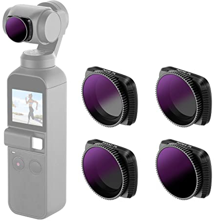 Neewer Magnetisches ND/PL-Filter-Set, kompatibel mit DJI Osmo Pocket 2 / Osmo Pocket 1 Kamera, 4er-Pack, ND8/PL, ND16/PL, ND32/PL, ND64/PL-Filter, aus optischem Glas und Luftfahrt-Aluminiumrahmen