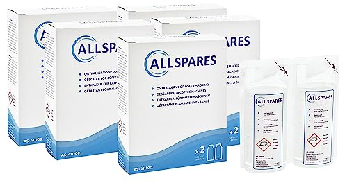AllSpares Entkalker (10 x 100ml) für Kaffeemaschinen geeignet für Delonghi EcoDecalk DLSC200 / DLSC003 / 5513211481/5513296011 / DLSC003 / 5513225971 und Braun BRSC003 / AX13210003