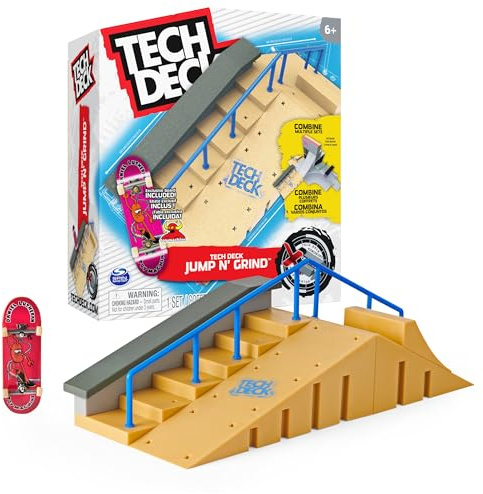 Tech Deck Mini Skate FINGERSKATE RAMPA Jump N' Grid Rampa Mini Skate Incluso e con grafiche Originali, Giocattoli per Bambini e Bambine dai 4 Anni
