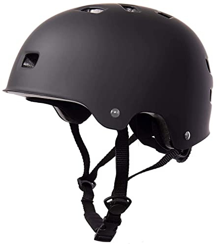 TurboSke Skateboard Helmet, BMX Helmet, Multi-Sport Helmet, Bike Helmet for Kids, Youth, Men, Women (MBlack, S/M (20.5-22.8))