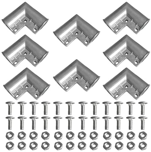 (8 Pack) Aluminum Chain Link Fence Gate Cornor, 1-3/8 x 1-3/8 Outdoor Diameter Pipe, Gate Elbow with 90 Degree Angle Design (Silver)