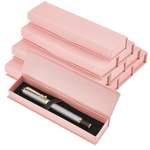 BENECREAT 10 PCS Pen Gift Box, Flap Pen Display Box with Magnetic Closure, Pink Empty Gift Box Cardboard Pen Box for Pen, Pencil and Marker Cases, 168x38mm