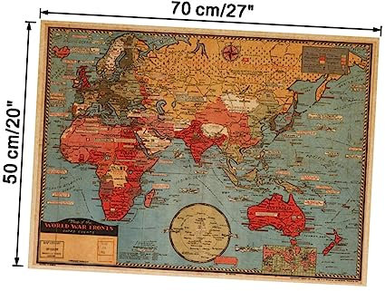 CAXUSD Mappa Del Adesivo Murale Vintage Carta Kraft Per Decorazione Casa e Ufficio Facile Applicare e Rimuovere e Riutilizzabile