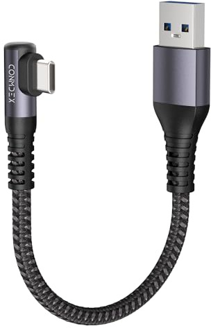 CONMDEX USB auf USB C Kabel Kurz Winkel USB3.1 Gen2 20CM 10Gbit/s Datenkabel Typ C Android Auto 3.1A QC3.0 A auf C Schnellladung für iPhone 17/16 Pro max Samsung Note20 Galaxy S25/S24/S23 Pixel10/9
