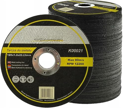 Confezione Da 25 Dischi Da Taglio Ø 125 MM X 1,2 MM – Disco Rinforzato Con Fibra Di Vetro – per Smerigliatrice Angolare, Acciaio & Inox – Velocità Max 12 200 Giri/min – Uso Professionale