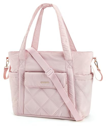 mommore Diaper Bag Tote, Small Baby Bag with Insulated Pockets, Lightweight Quilted Tote Bag for Mom with Stroller, Gym Bag with Yoga Strap for Work Nurse Travel