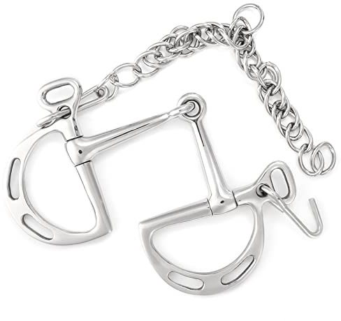 KIMISS Trensengebiss aus Edelstahl mit Doppelgliedern und Haken – und Rostbeständiges Trensengebiss für das Reiten (Das Pferdemaul ist 125 mm lang)