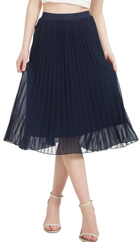 Kefiyis Falda Plisada para Mujer Faldas Largas para Damas Cintura Elástica Faldas de Verano Midi Falda de Gasa Fluida Línea A Falda Casual, azul, L