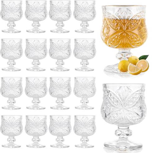 Oungy 18 bicchieri da liquore con manico, 1,5 oz/45 ml, con manico, 4 cl, bicchieri di liquore in vetro, bicchieri limoncello, bicchieri da vino porto, bicchieri da espresso, bicchieri da calici
