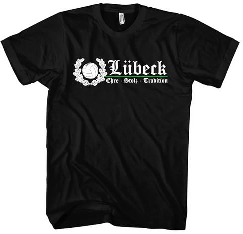Lübeck Ehre und Stolz Herren T-Shirt | Trikot Hansestadt Sport Shirt Fussball Ultra Skyline | M2 Schwarz (M)