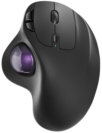 Nulea Trackball wireless M501 – Ricaricabile Ergonomico, Pollice, Liscio, Connessione a 3 dispositivi (Bluetooth/USB), Adatto per PC, laptop, Mac, Windows (Viola chiaro)