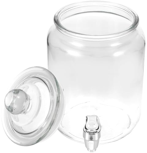 OUNONA Brocca per Cold Brew in Vetro da 4 Litri con Rubinetto ABS Contenitore per Bevande e Barattolo per Conservazione Vino Coperchio Sigillato per Uso Interno ed Esterno