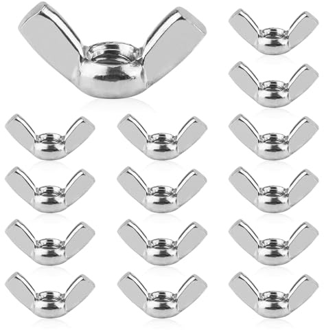 Sunyunze 40 Pièces Ecrou Papillon M8 Ecrous à Ailette Filetage en Acier Inoxydable Écrous à Oreilles pour la Fixation Accessoire Bricolage Couleur Argent