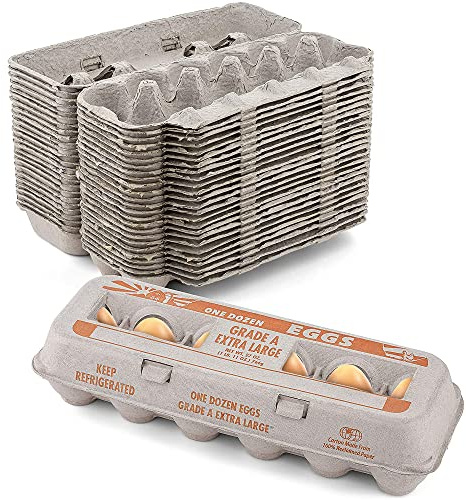 MT Products Printed Natural Pulp Egg Cartons 1 Dozen - Disposable Egg Storage Container (Pack of 25) - Made in the USA