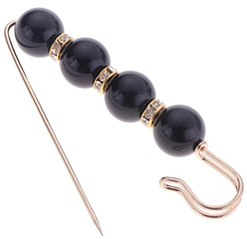 Homyl Broche de Sécurité pour Femme Épingle Vêtement Bijoux en Métal et 4*Perle d’ABS - Noir