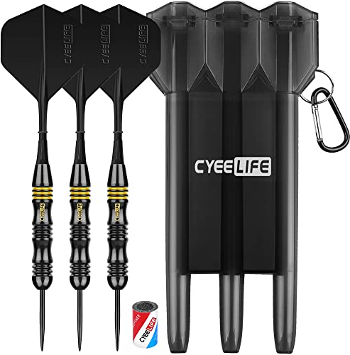 CyeeLife 26g Steeldarts Dartpfeile mit Aufbewahrungsbox und Sharpener