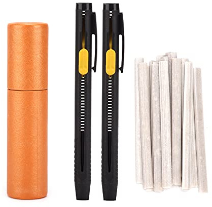 Tailors Chalk Pen Il Kit di Gessetti per Sarto Include 20 Ricariche per Penne e 2 Portapennarelli Ergonomici a Bassa Usura Regolabile Gessetti per Marcatura per Pelle Scamosciata Lavorata a Maglia di