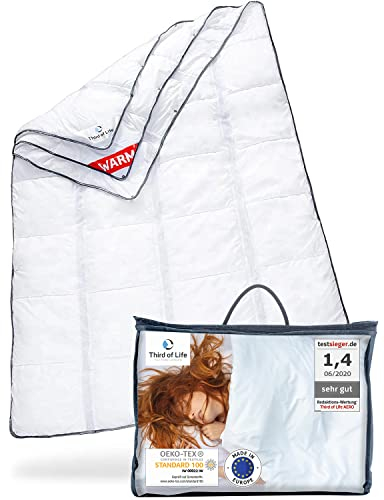 𝐏𝐫𝐞𝐦𝐢𝐮𝐦 4 Jahreszeiten Bettdecke 135x220 mit OptiSleep®-Technologie, Weiche Ganzjahresdecke mit 3 Lagen, Extra warme Steppdecke mit Ventilations & Klimazonen, Perfekte Sommerdecke/Winterdecke