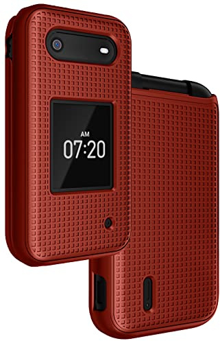 Nakedcellphone Case for Nokia 2760 Flip Phone, Slim Hard Shell Protector Cover with Grid Texture for for Tracfone N139DL - Red