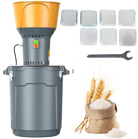 OUYOLAD 25L Grain Mill Grinder Electric, Dry Corn Grinder Mill, Grain Mills Flour Mills Molino de Maiz, Farm Home Electric Grinder for Corn Grain Feed, Wheat Grinder with 7 Size Filters + 1 Wrench