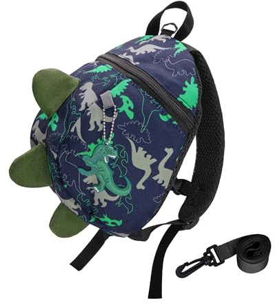 TOPWAYS Kids Dinosaur Backpack Boys Girls Toddler Rucksack, New Enhanced Version Cartoon Safety Anti-Lost Strap Rucksack with Reins, for 1-6 Years Old Toddler (Blue)