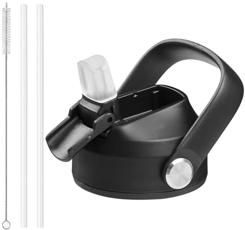 Tonlinco Straw Lid for Hydro Flask Wide Mouth 32 40 oz, Straw Lids with Flexible Handle and Straws Compatible with HydroFlask, Replacement Sports Flex Cap Wide Mouth Top 32 40 oz