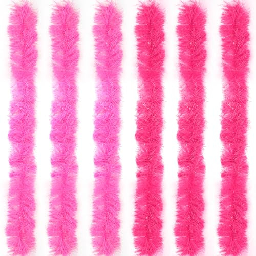 LACGO Boa en plumes duveteuses pour femme, déguisement pour fille, déguisement de danse, 6-Rose, Pack of 6 Feather Boas