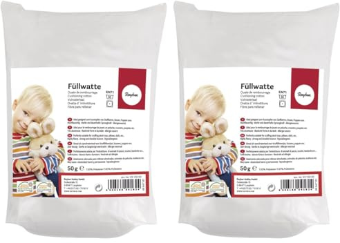 Rayher Füllwatte hochflauschig 500g Beutel Algodón de Relleno, altam.frisado, Copos, 100% poliéster, Blanco, 500 g (Paquete de 2)
