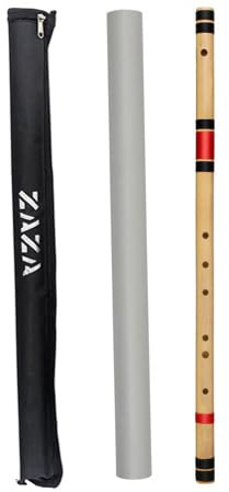 Zaza Percussion- Professional Polished Bamboo Bansuri Flute - (Indian Flute) With Carry Bag (12'' G#-Middle)