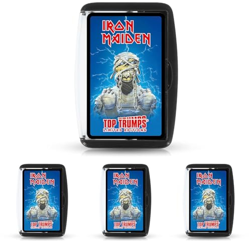 Top Trumps Iron Maiden Limited Edition Card Game, Relive the music history with 30 of their greatest albums, singles and tours, great gift for Iron Maiden fans aged 18 plus (Pack of 4)