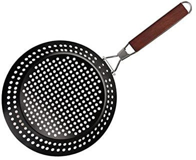 BBQ grillkorg med fällbart trähandtag non-stick grillkorg stekpanna för utomhusgrill grönsaker fiskar